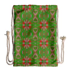 Seamless Wallpaper Digital Art Green Red Drawstring Bag (large)