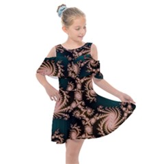 Fractal Pattern Abstraction Kids  Shoulder Cutout Chiffon Dress by Pakrebo