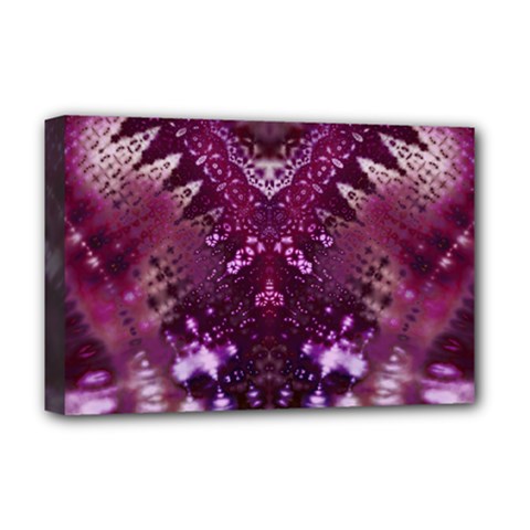 Pink Fractal Lace Deluxe Canvas 18  X 12  (stretched) by KirstenStar