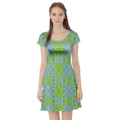 Seamless Pattern Ornament Design Short Sleeve Skater Dress