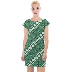 Batik Pattern Java Indonesia Cap Sleeve Bodycon Dress