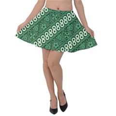 Batik Pattern Java Indonesia Velvet Skater Skirt