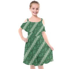 Batik Pattern Java Indonesia Kids  Cut Out Shoulders Chiffon Dress