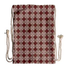 Brown Tiles Leaves Wallpaper Drawstring Bag (large)