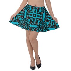 Pattern Seamless Ornament Abstract Velvet Skater Skirt