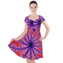 Fractal Abstract Background Spiral Cap Sleeve Midi Dress by Pakrebo