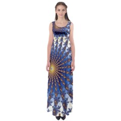 Fractal Spiral Curve Abstraction Empire Waist Maxi Dress by Pakrebo