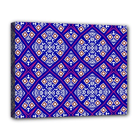 Symmetry Digital Art Pattern Blue Canvas 14  x 11  (Stretched)