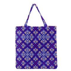 Symmetry Digital Art Pattern Blue Grocery Tote Bag