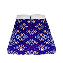 Symmetry Digital Art Pattern Blue Fitted Sheet (Full/ Double Size)