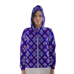 Symmetry Digital Art Pattern Blue Women s Hooded Windbreaker