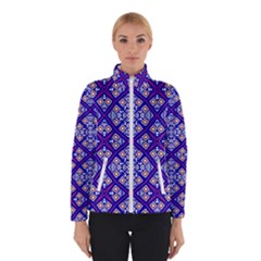 Symmetry Digital Art Pattern Blue Winter Jacket