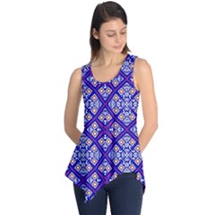 Symmetry Digital Art Pattern Blue Sleeveless Tunic