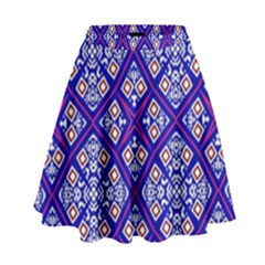 Symmetry Digital Art Pattern Blue High Waist Skirt