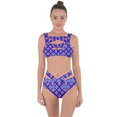 Symmetry Digital Art Pattern Blue Bandaged Up Bikini Set 