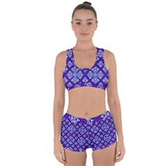 Symmetry Digital Art Pattern Blue Racerback Boyleg Bikini Set