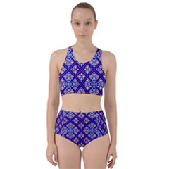 Symmetry Digital Art Pattern Blue Racer Back Bikini Set