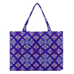 Symmetry Digital Art Pattern Blue Medium Tote Bag