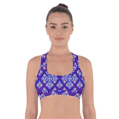 Symmetry Digital Art Pattern Blue Cross Back Sports Bra