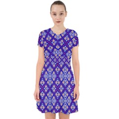 Symmetry Digital Art Pattern Blue Adorable in Chiffon Dress