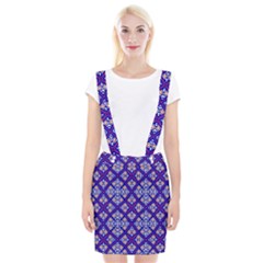 Symmetry Digital Art Pattern Blue Braces Suspender Skirt