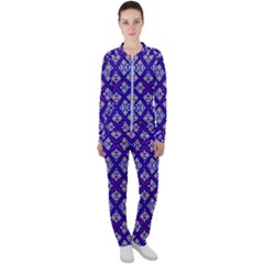 Symmetry Digital Art Pattern Blue Casual Jacket and Pants Set