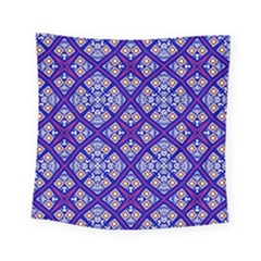 Symmetry Digital Art Pattern Blue Square Tapestry (Small)