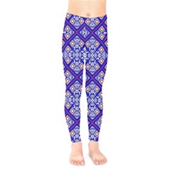 Symmetry Digital Art Pattern Blue Kids  Legging