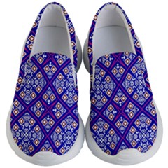 Symmetry Digital Art Pattern Blue Kids  Lightweight Slip Ons