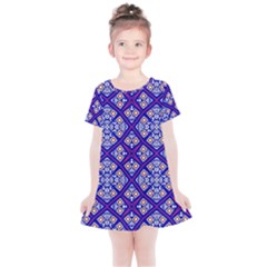 Symmetry Digital Art Pattern Blue Kids  Simple Cotton Dress