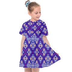 Symmetry Digital Art Pattern Blue Kids  Sailor Dress