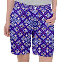 Symmetry Digital Art Pattern Blue Pocket Shorts