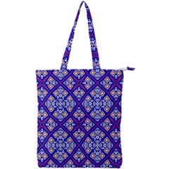 Symmetry Digital Art Pattern Blue Double Zip Up Tote Bag