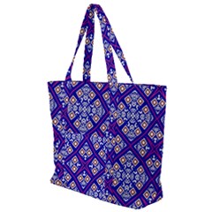 Symmetry Digital Art Pattern Blue Zip Up Canvas Bag