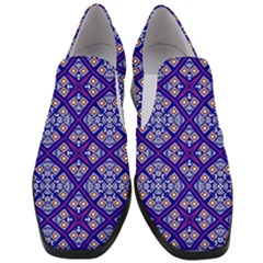 Symmetry Digital Art Pattern Blue Women Slip On Heel Loafers by Pakrebo