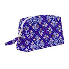 Symmetry Digital Art Pattern Blue Wristlet Pouch Bag (Medium)