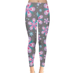 Seamless Pattern Flowers Pink Leggings  by Pakrebo