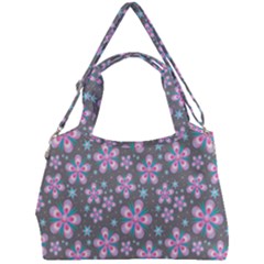 Seamless Pattern Flowers Pink Double Compartment Shoulder Bag
