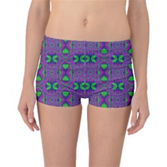 Seamless Wallpaper Pattern Ornament Green Purple Boyleg Bikini Bottoms by Pakrebo