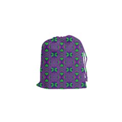 Seamless Wallpaper Pattern Ornament Green Purple Drawstring Pouch (xs) by Pakrebo