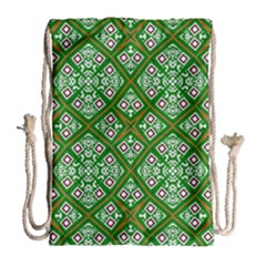 Symmetry Digital Art Pattern Green Drawstring Bag (large)