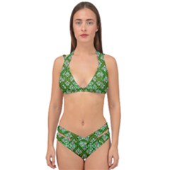 Symmetry Digital Art Pattern Green Double Strap Halter Bikini Set by Pakrebo