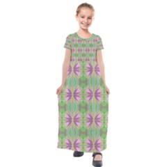 Seamless Wallpaper Pattern Ornament Pattern Art Kids  Short Sleeve Maxi Dress by Pakrebo