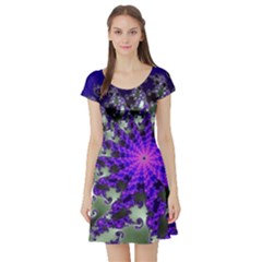 Fractal Rendering Digital Art Short Sleeve Skater Dress by Pakrebo