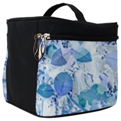 Cyan Floral Print Make Up Travel Bag (big) by dflcprintsclothing