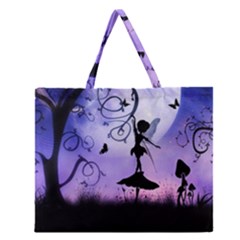 Cute Fairy Dancing In The Night Zipper Large Tote Bag by FantasyWorld7