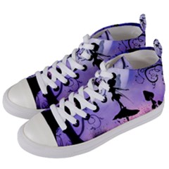 Cute Fairy Dancing In The Night Women s Mid-top Canvas Sneakers by FantasyWorld7