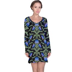 Pattern Thistle Structure Texture Long Sleeve Nightdress by Pakrebo