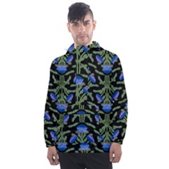 Pattern Thistle Structure Texture Men s Front Pocket Pullover Windbreaker by Pakrebo