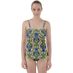 Pattern Thistle Structure Texture Twist Front Tankini Set by Pakrebo